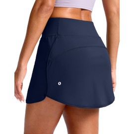 SANTINY Skorts for Women with Pockets High Waisted Golf Skirts with Shorts A Line Athletic Tennis Skirt for Casual Pickleball (Navy_S)