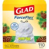 Glad ForceFlex Tall Kitchen Drawstring Trash Bags, 13 Gallon, Pine-Sol