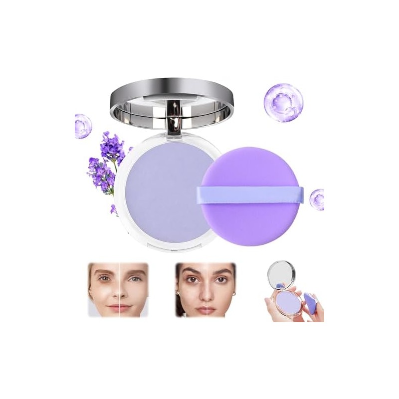 Polvo Compacto, Polvo Traslucido, Mate de Lavanda, Control de Aceite
