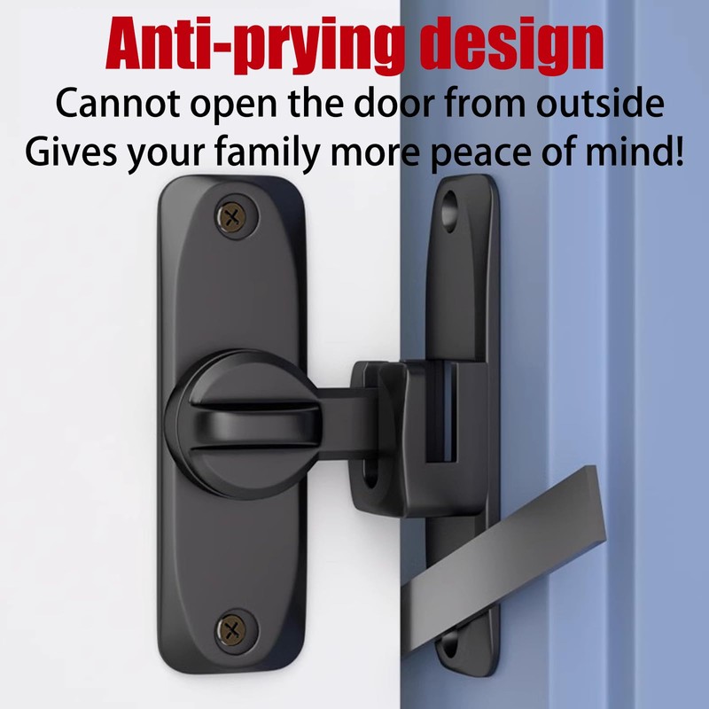 Door Bolt Stainless Steel 90°/180° Sliding Door Lock Black for