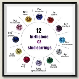 Hypoallergenic Birthstone Stud Earrings for Women Brilliant Cut Round Cubic Zirconia Flat Back Earrings Surgical Steel Cartilage Earrings for Sensitive Ears (Gold, July Ruby)