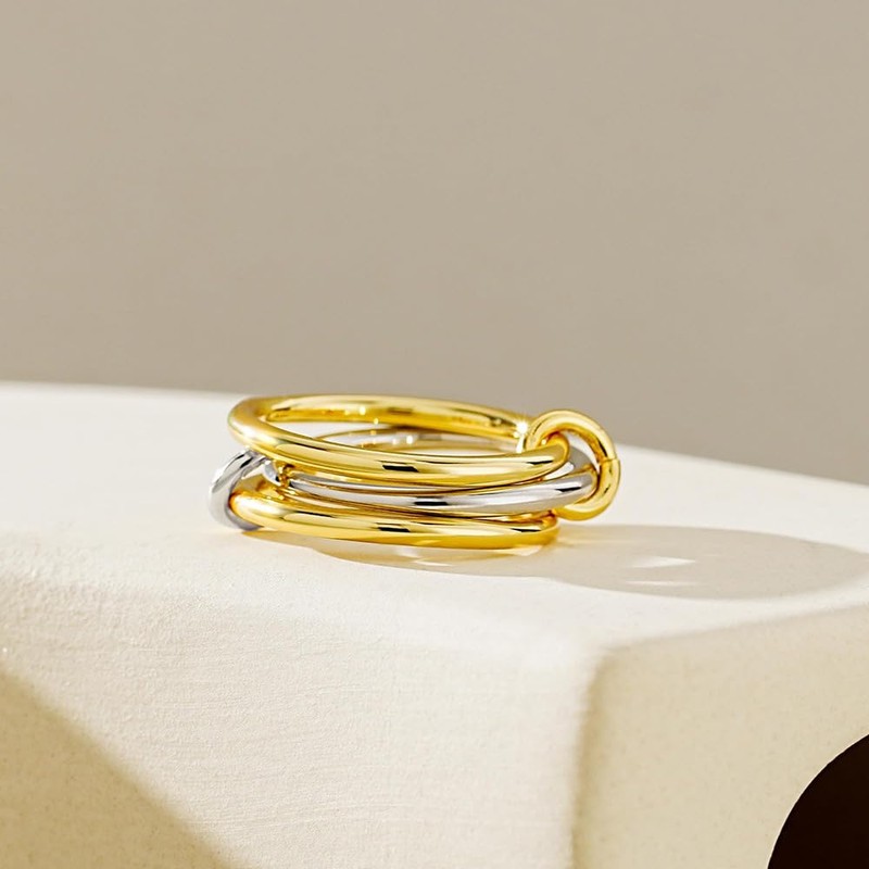 Stackable Rings for Women Multi Link Connected Ring Eternity Statement