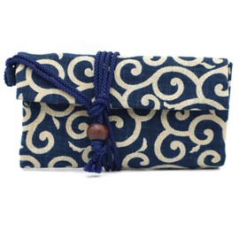 Maruzen Wallet, Alabesque, Made in Japan, Navy, Approx. 6.9 x 3.7 x 0.8 inches (17.5 x 9.5 x 2 cm)