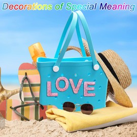 HLUWA - Dijes con letras de diamante para bolsa Bogg, accesorios de letras de diamantes de imitación rosa brillante del alfabeto para Bogg y simplemente bolsa del sur, dijes de letras para bolso de