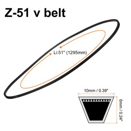 sourcing map Z-51 Z Type V-belt 1295mm/51" Inner Length x 0.39" Width x 0.24" Height, Z-type Closed-Loop Rubber Transmission Belt