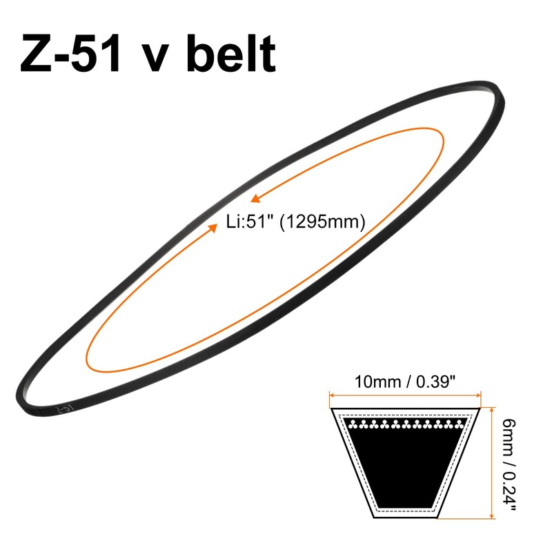 sourcing map Z-51 Z Type V-belt 1295mm/51" Inner Length x