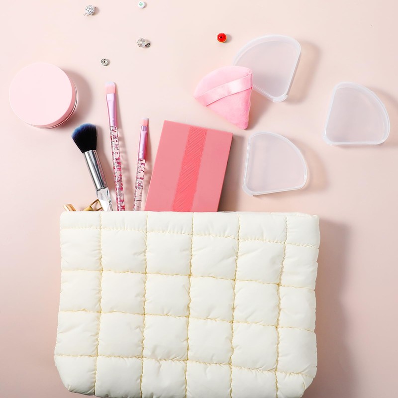 Yuanchu 8Pcs Powder Puffs Holder Cases, Triangle Makeup Puff Container