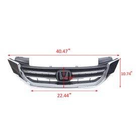 ECOTRIC Front Bumper Hood Grille Grill Compatible with 2013-2015 Honda Accord 4D Replacement for 71121T2FA01 HO1200214 Black & Chrome (4 Door Sedans ONLY)