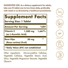 Solgar Vitamin C 1500 mg with Rose Hips, 180 Tablets - Antioxidant & Immune Support - Overall Health - Supports Healthy Skin & Joints - Non GMO, Vegan Gluten Free, Dairy Free, Kosher - 180 Servings