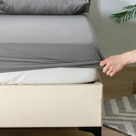 Good Nite Fitted Sheet 160 x 200 cm Microfibre Fitted Sheet Duvet Cover Fitted Sheet 160 x 200 cm Mattress Height up to 30 cm Grey