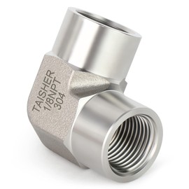 TAISHER 2PCS 304 Stainless Steel 90 Degree Barstock Street Elbow, 1/8 Inch NPT Female Pipe to 1/8 Inch NPT Female 304 Stainless Pipe Fitting