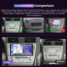 [8 Core 4G+64G] Wireless Carplay Car Stereo for Toyota Camry 2006-2011 Android Auto, 9-Inch Touch Screen Car Radio with DSP/BT/WiFi/EQ/Mirror Link/GPS Navi+Backup Camera