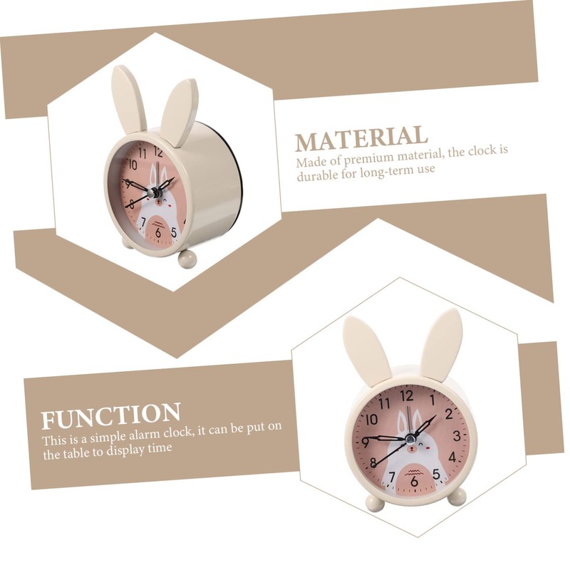 ULTECHNOVO Adorable Luminous Rabbit Shape Clock Silent Desktop Decorative Alarm