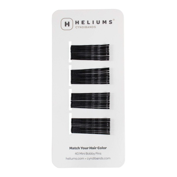 HELIUMS Small Hair Clips - Black - Wavy 3.8 cm Mini Bobby Pins for Women & Children - Hair Pins to Match Your Hair Colour - Pack of 40