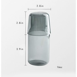 RockTrend Clear Glass Bedside Night Water Carafe Tumbler Set, Pitcher and Cup Night Set