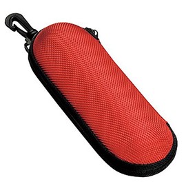 Megan Glasses Case, Urethane, Semi-Hard Case, Round (Zipper Type, Hook), Red