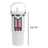 Termo Alto Acero Inoxidable Bts Logo Kpop 900 Ml Blanco