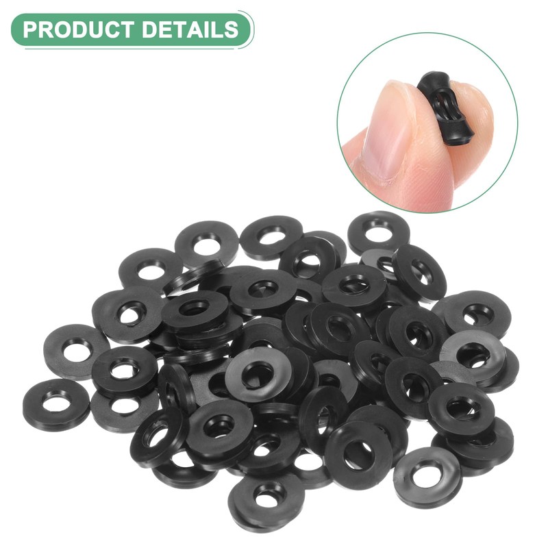 M METERXITY 100-Pack Black Rubber Flat Washer, 5mm ID x