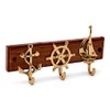 NKlaus Maritime Key Holder Brass on Wood Anchor, Steering Wheel,