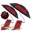 NBtoUS 48.6" Double Canopy Beach Umbrella with Clamp, UPF50+ Beach