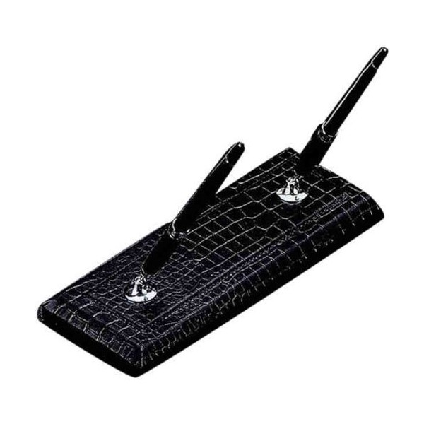Bey-Berk Double Pen Stand, Black Croco Leather, D1518 by BB