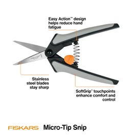 Fiskars 15pc Micro-Tip Pruning Snip Set, Precision Stainless Steel Blades, Softgrip Handles for Deadheading, Trimming & Shaping Small Plants