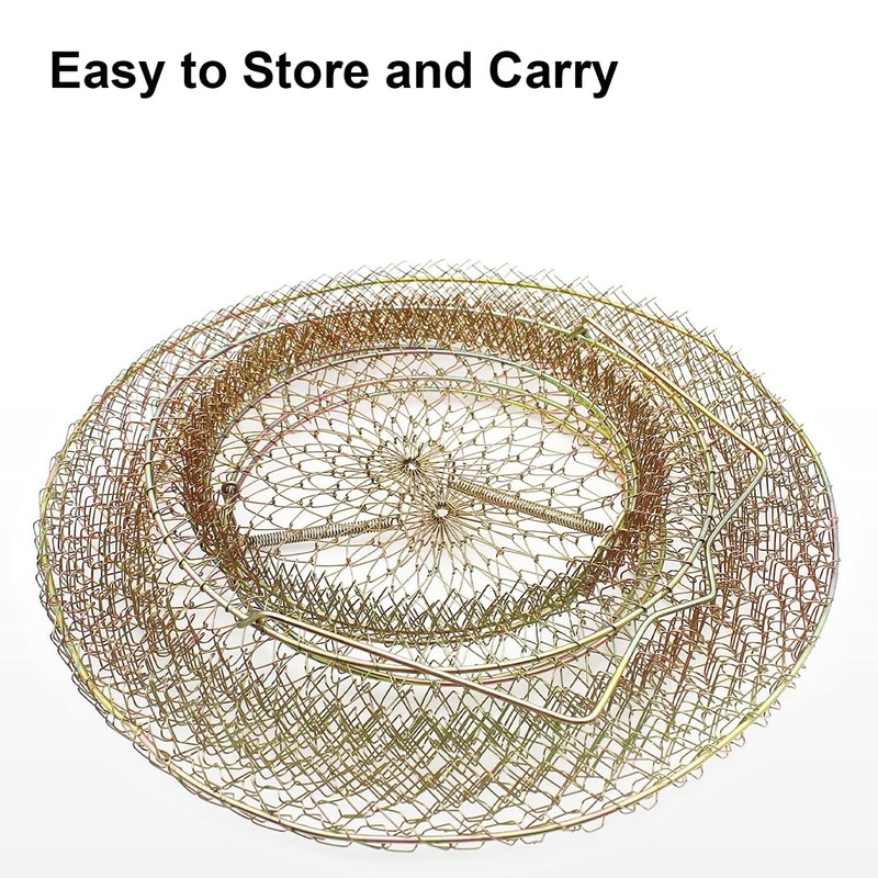AIMALL Galvanized Fish Cage with Spring Door for Fishing, Portable