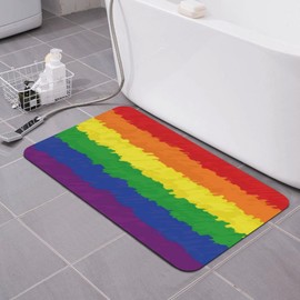 Bathroom Rugs Bath Mat for Bathroom Rainbow Pattern Non Slip Quick Dry Machine Washable Comfortable Bath Carpet for Bathroom Floor Tub and Shower