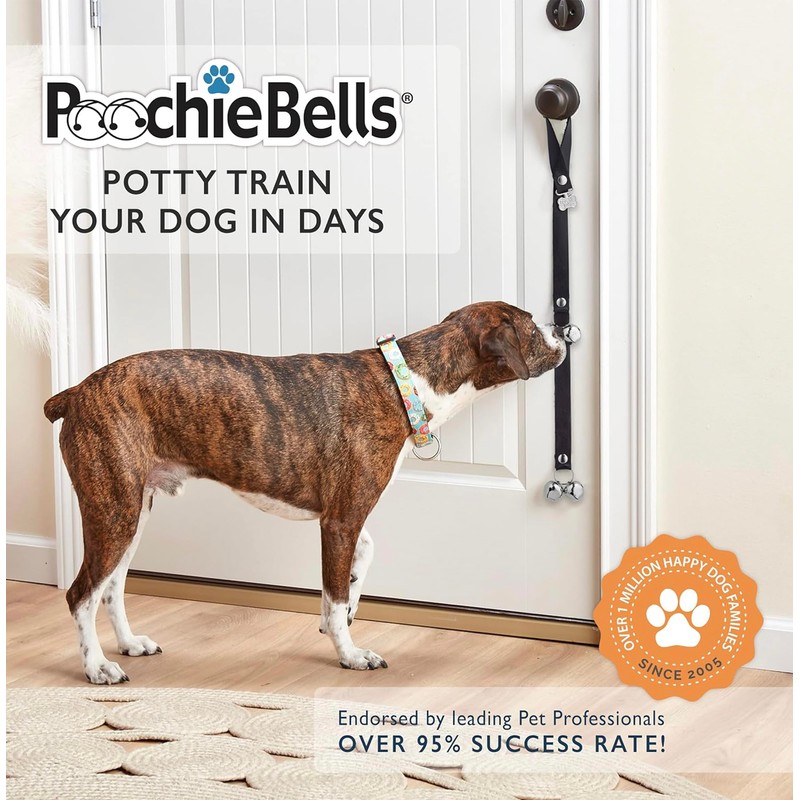 PoochieBells Handcrafted Dog Doorbell for Potty Training, Easy & Quick,