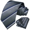 HISDERN Men's Tie Striped Wedding Tie & Pocket Square Set,