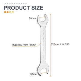 HARFINGTON 2pcs Double Open End Wrench 30mm x 32mm Metric 15 Degree Offset Angle Small Flat Head Wrench Mirror Polished Open Ended Spanner for Automotive Repair Furniture Assembly