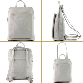 modamoda de T141 Women's Leather Backpack Shoulder Bag Handmade in Italy, Light Grey2021