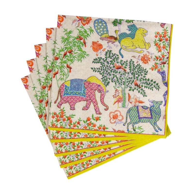 Caspari Le Jardin De Mysore Paper Luncheon Napkins - Four