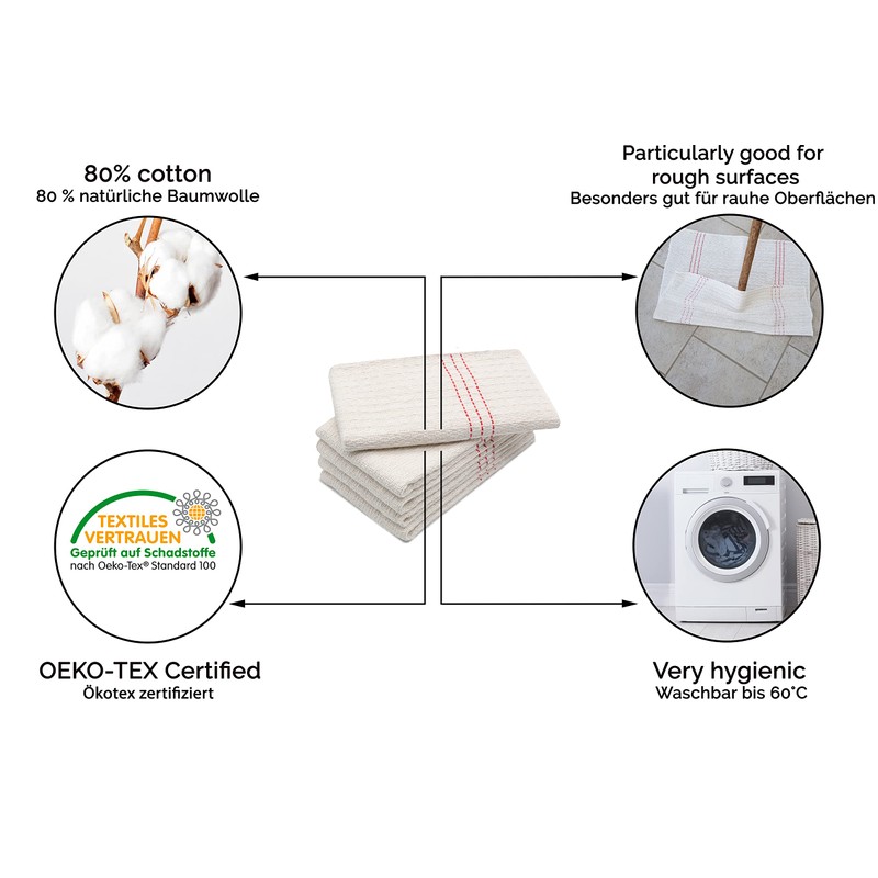 ZOLLNER Set of 5 Scouring Cloths 55 x 60 cm
