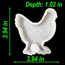 【300+ Design Optional】 Fuehbur Chicken with Flowers Car Freshie Resin Silicone Mold Aroma Bead Animal Candle Soap Mould, Oven Safe