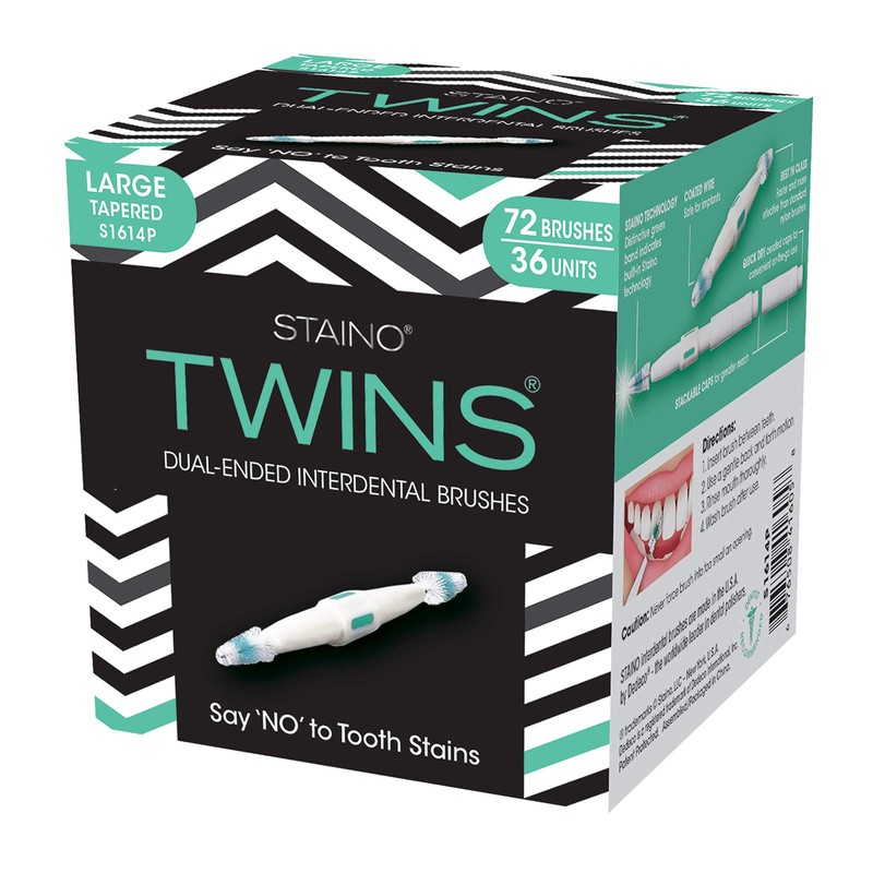 Staino Twins Interdental Brush Dual-Ended Travel Brush, Jumbos, Large Tapered