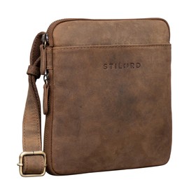 STILORD 'Carson' Small Men's Leather Shoulder Bag Vintage Messenger Bag Men's Handbag Modern Leather Shoulder Bag for Men Genuine Leather, Medium - Brown, shoulder bag