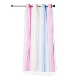 NICETOWN Blackout Curtains for Girls Bedroom Kids Rainbow Cute Window Curtains Drapes for Living Room Princess Star Cut Out Curtains for Nursery, 2 PCs, Pink Grey, 52W x 63L