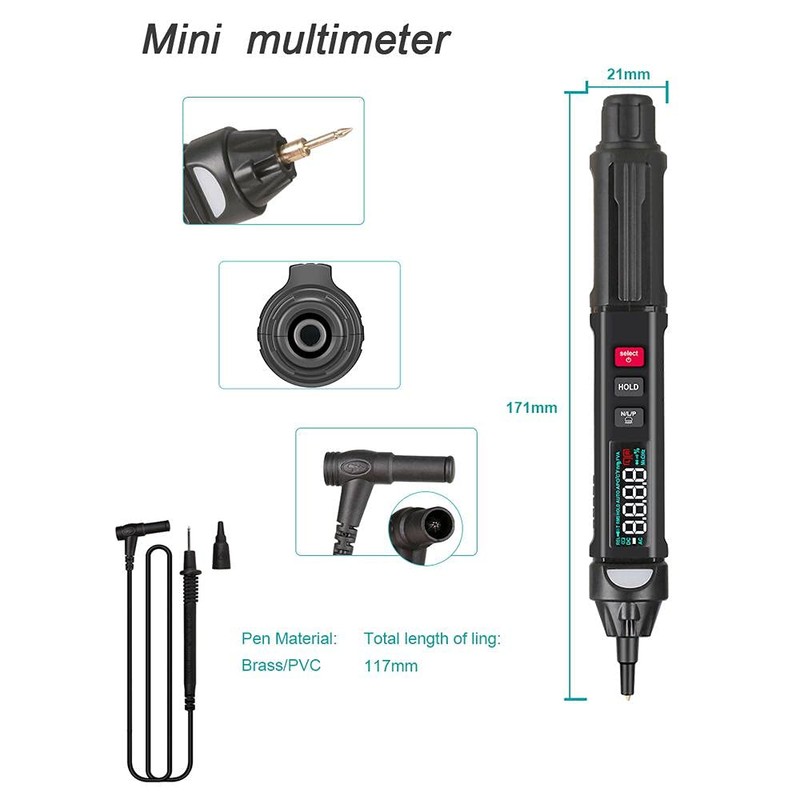 Jadeshay Multimeter,Digital Multimeter Tester 6000 Counts Pen Multimeter Auto AC/DC