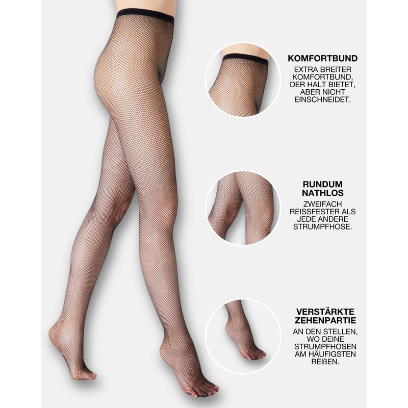 saint sass® Women's Aurora Fishnet Tights Geometric Pattern Black S/M,