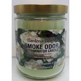 Smoke Odor Exterminator 13 oz Jar Candle, Gardenia Delight, Set of 4 Candles includes Gardenia Delight, Forest Walk, Flower Power & Lavender with Chamomile.
