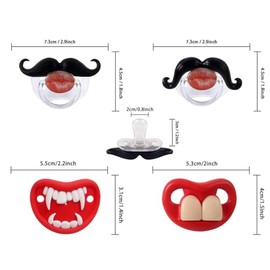SOLIFEGOBLE Chupetes con bigote para recién nacidos de 0 a 6 meses, chupetes divertidos para bebés, chupete con bigote, chupete con dientes, chupetes de regalo para niños y niñas (colores 05)