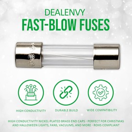 DealEnvy - Fast Blow Glass Fuse - 0.2x0.78 inch/5x20 mm fuse,125 Volt - Premium Replacement Fuses for Electrical Devices, Durable, Reliable, Perfect for Home & DIY Projects(6 Pack, 8 Amp Fuse)