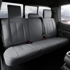 Coverland Custom Car Seat Covers Compatible with 2011-2018 RAM 1500 Quad Cab Front Bucket Seats - Premium Leather Non-Slip Memory Foam Waterproof Cover Custom fit Interior Protector [Rear-Dark Gray]