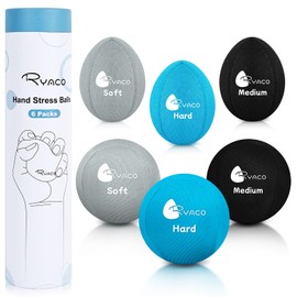 RYACO Pack of 6 Gel Stress Balls for Adults - Anti-Stress Ball with Various Strengths and Sizes - Anti-Stress Balls for Concentration - Motivational Kneading Ball Toy