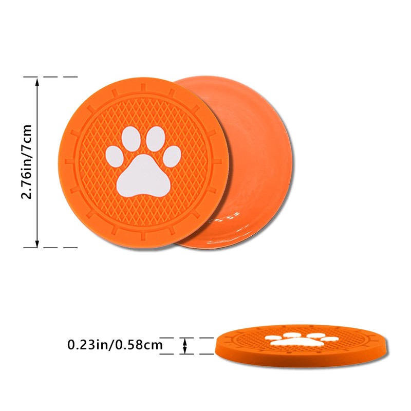 Piburth 4 Pack Car Cup Holder Coasters, Dog Paw Insert