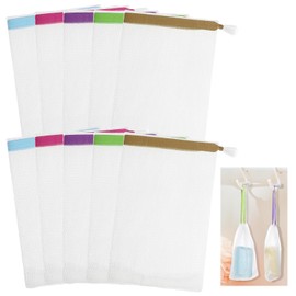 Ymapinc 15Pcs Bar Soap Scrubber Pouch, 6.1x3.1inch Exfoliating Shampoo Bar Savers Bag Loofah Pouch Sleeves with Drawstring for Bath and Shower