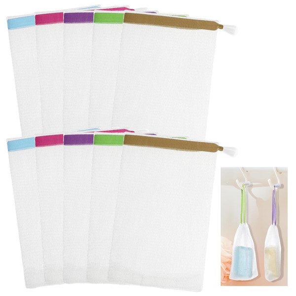 Ymapinc 15Pcs Bar Soap Scrubber Pouch, 6.1x3.1inch Exfoliating Shampoo Bar