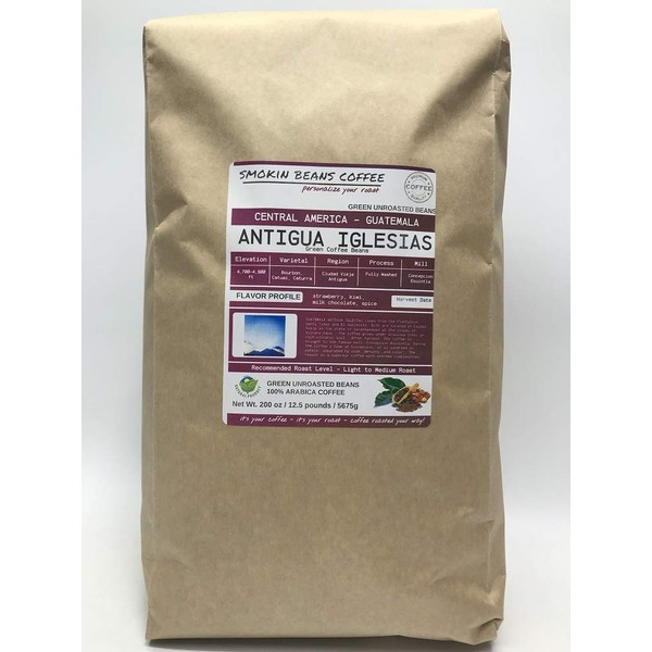 12.5 Pounds – Central American – Guatemala Antigua - Unroasted Arabica Green Coffee Beans – Grown Antigua Region – Altitude 4700-4900 Feet – Drying/Milling Process Is Fully Washed