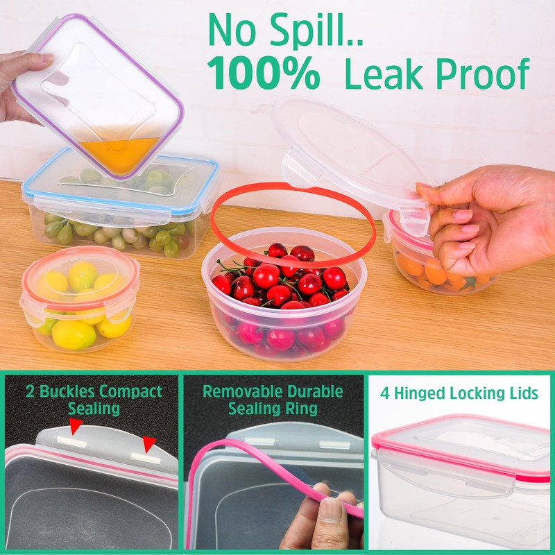 RockBerry 46 PCS Food Storage Containers with Lids Airtight- Plastic